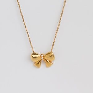 Vintage Marcella Bow Charm Gold Chain Necklace